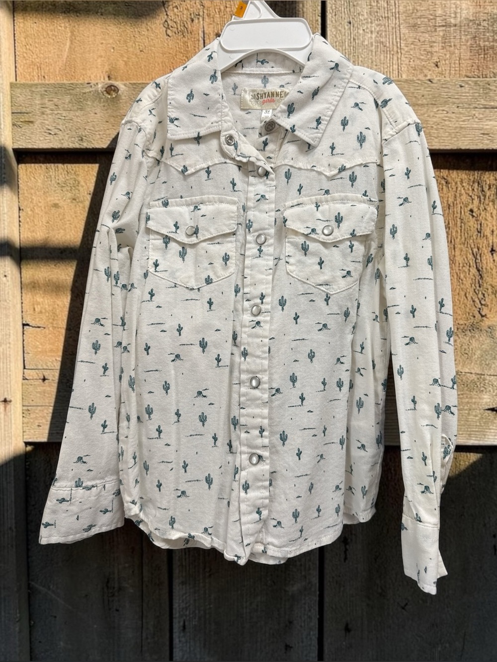 Shyanne Toddler Girls Cactus Print Western Pearl Snap Shirt SZ 3T